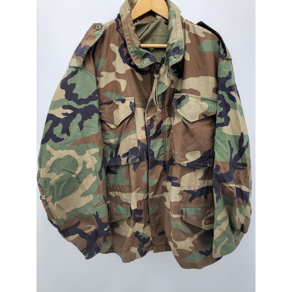 Alpha Industries M65 Camo Jacket Mens L Green Woodland Cold Weather Military
